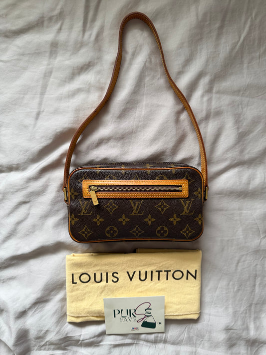 Authentic LOUIS VUITTON Pochette Cité Brown Monogram Canvas Shoulder Bag