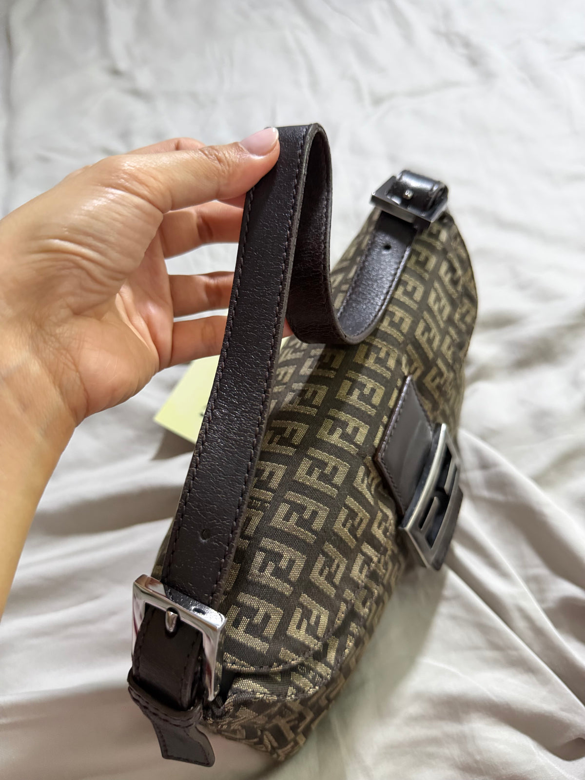 Fendi Zucchino Double Flap Baguette