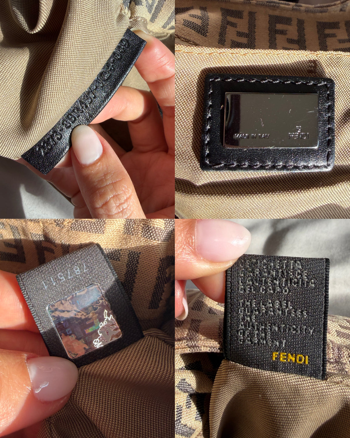 Fendi Zucchino Mini Borsa Sporty Baguette