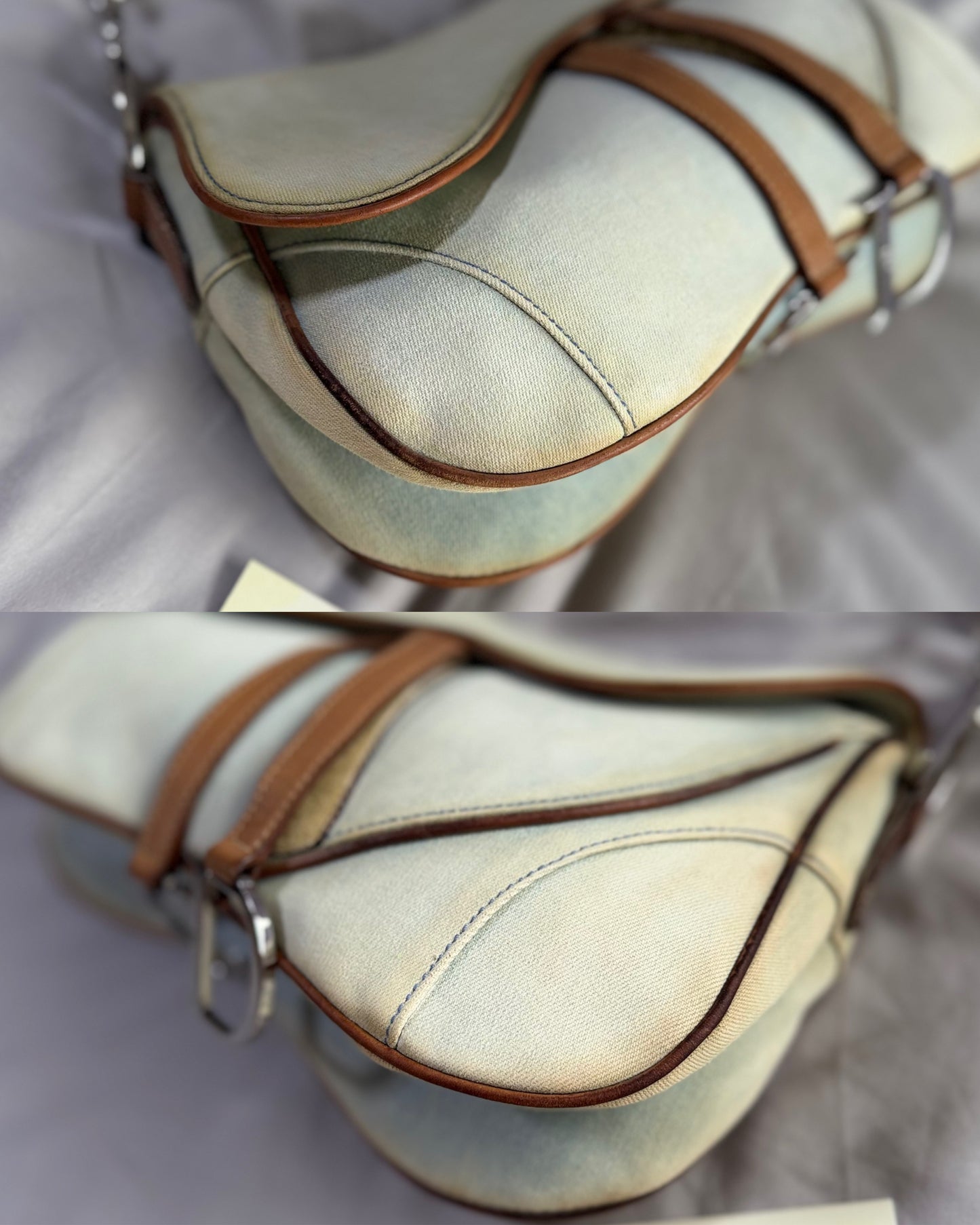 Authentic Vintage Christian Dior by John Galliano Double Saddle Denim Bag