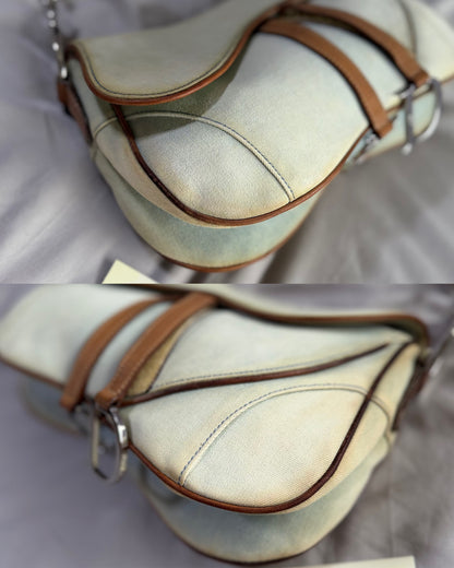 Authentic Vintage Christian Dior by John Galliano Double Saddle Denim Bag