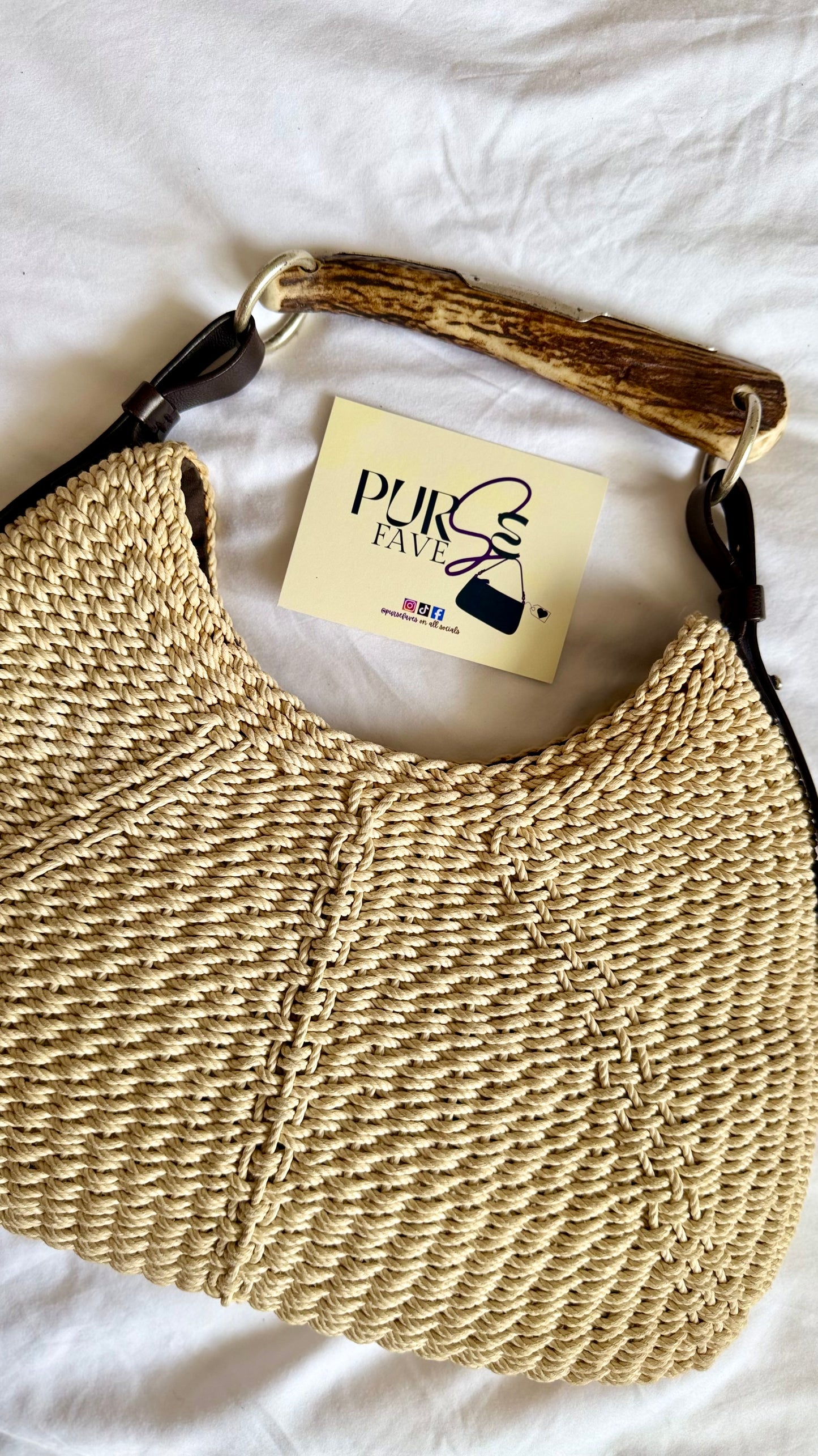 Authentic Vintage YVES SAINT LAURENT Mombasa Raffia by Tom Ford Horn Hobo Shoulder Bag