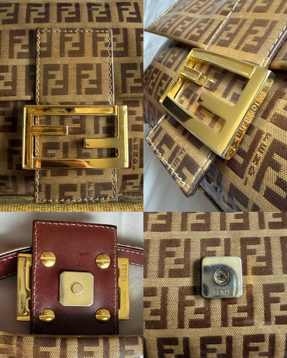 Fendi Zucchino Gold Vinyl Baguette
