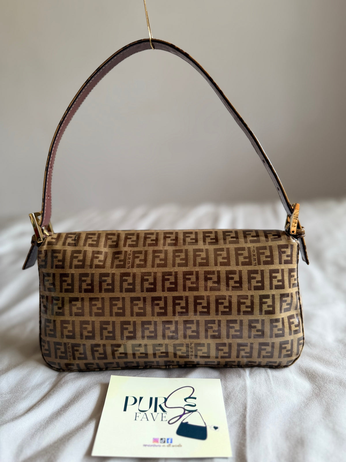 Fendi Zucchino Gold Vinyl Baguette