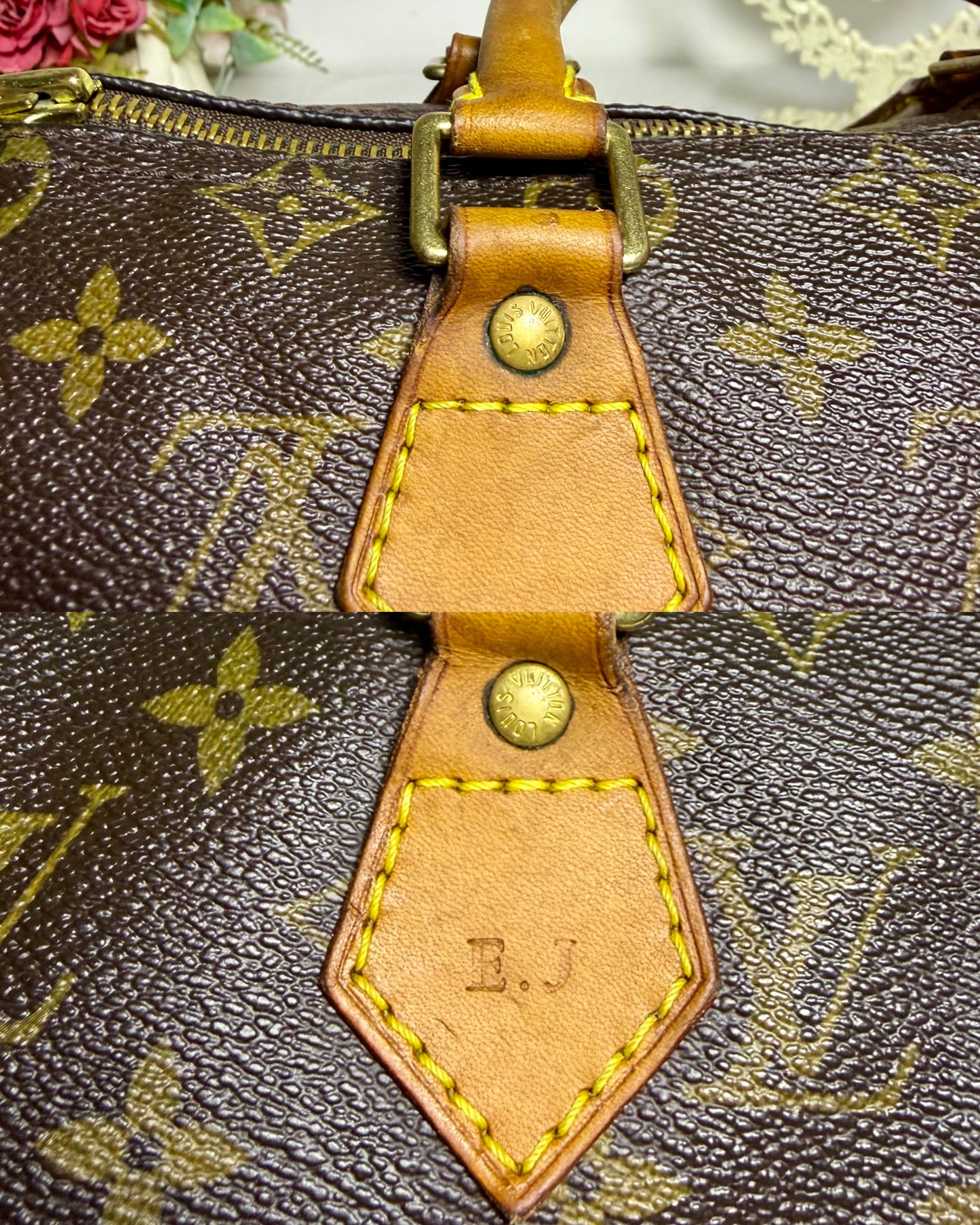 Authentic LOUIS VUITTON Speedy 25 Brown Monogram Canvas Satchel Handbag