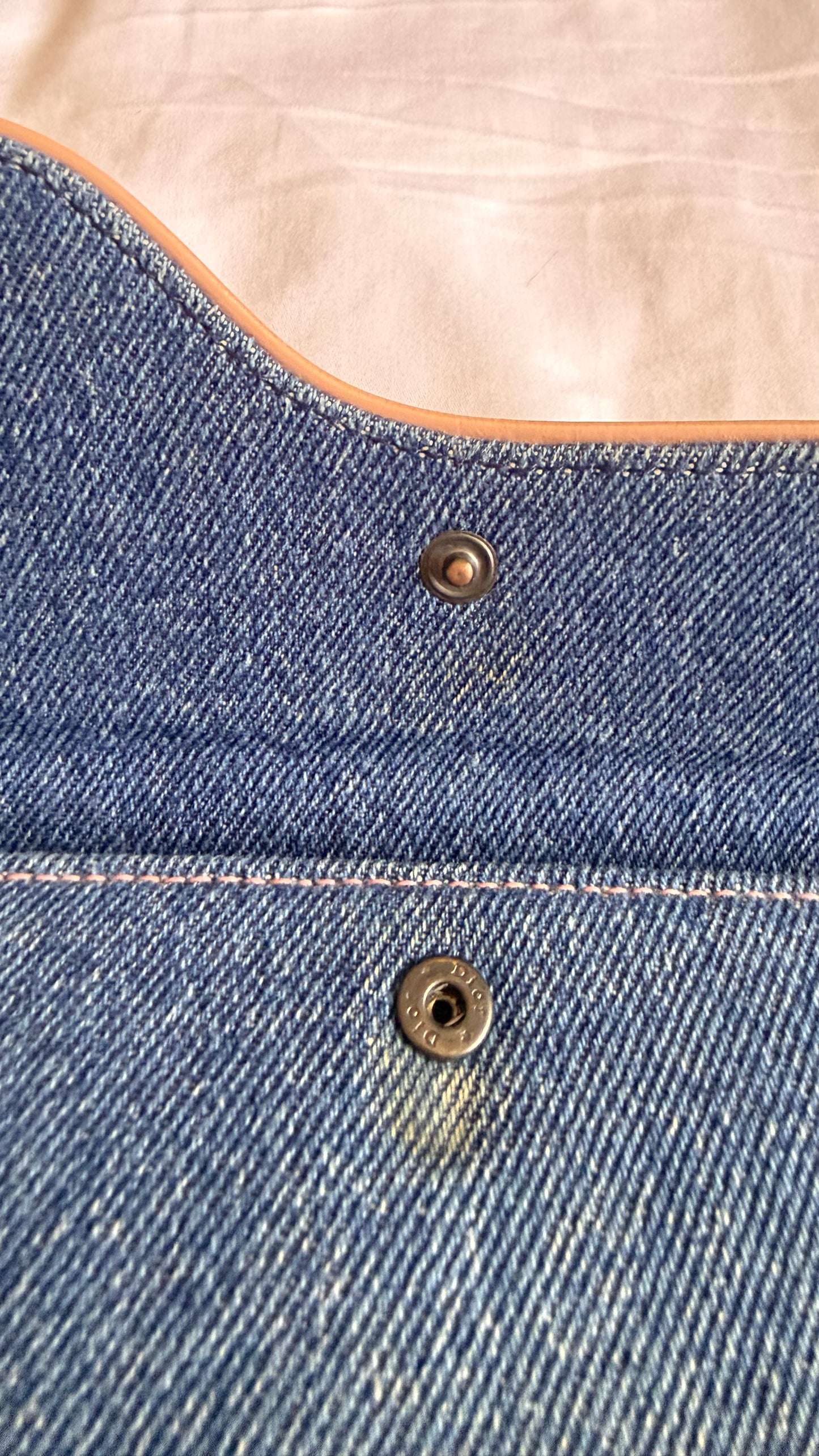 Authentic Vintage CHRISTIAN DIOR Blue Denim Saddle Trifold Wallet