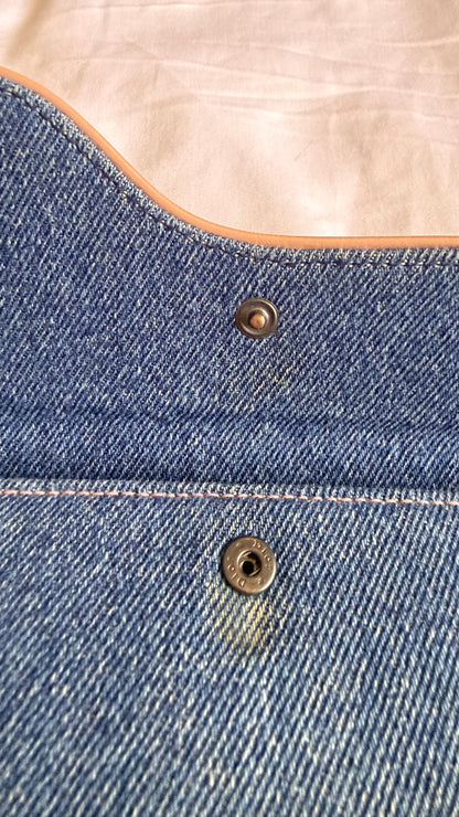 Authentic Vintage CHRISTIAN DIOR Blue Denim Saddle Trifold Wallet