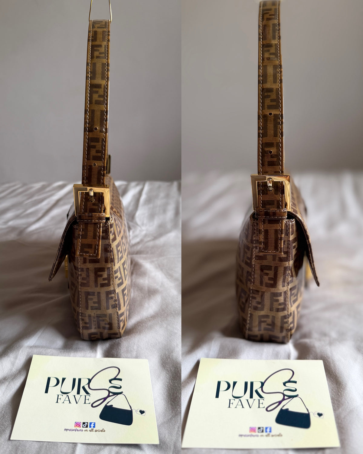 Fendi Zucchino Gold Vinyl Baguette