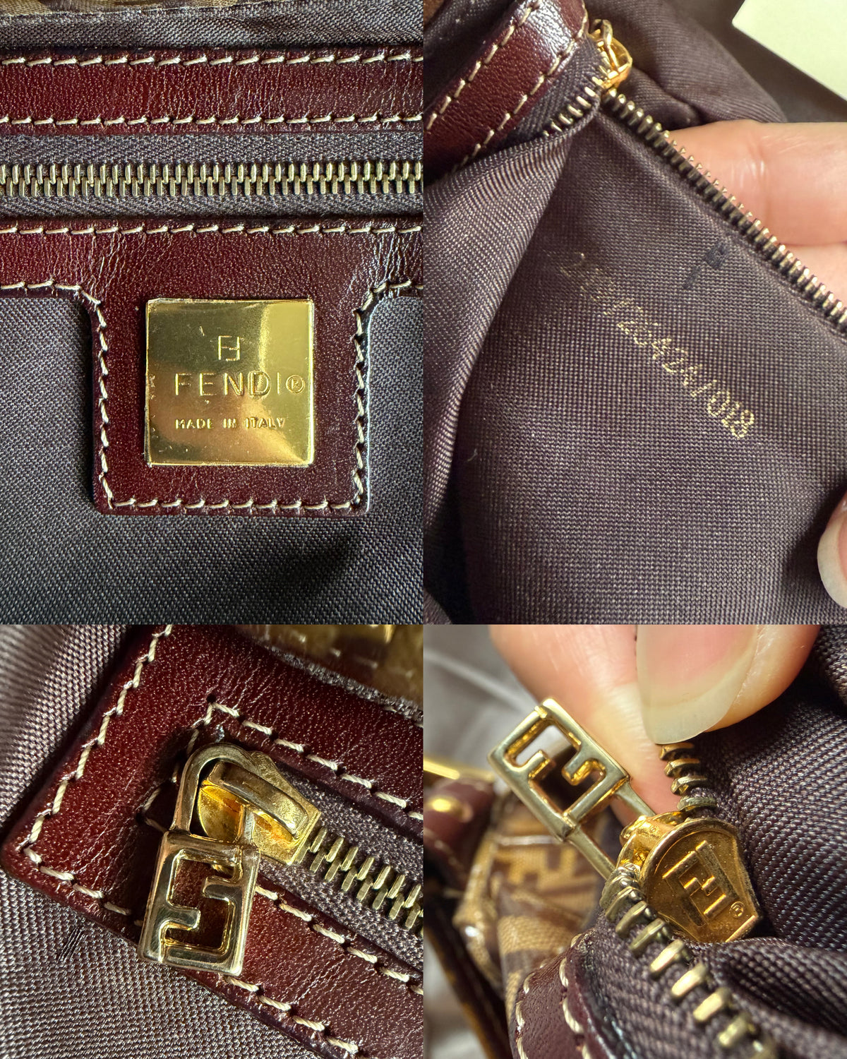 Fendi Zucchino Gold Vinyl Baguette