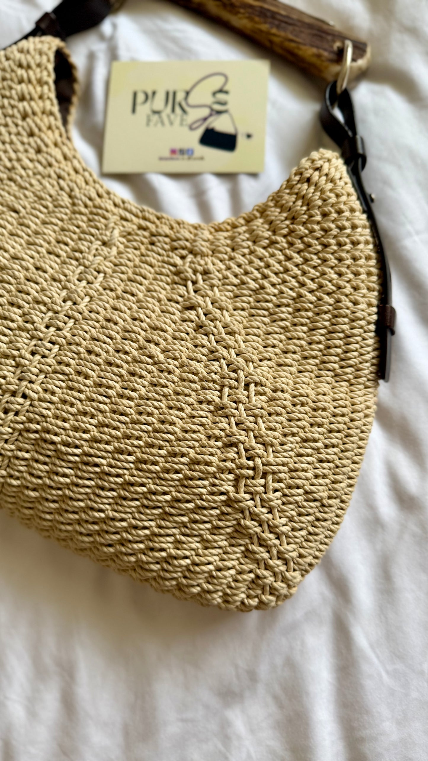 Authentic Vintage YVES SAINT LAURENT Mombasa Raffia by Tom Ford Horn Hobo Shoulder Bag