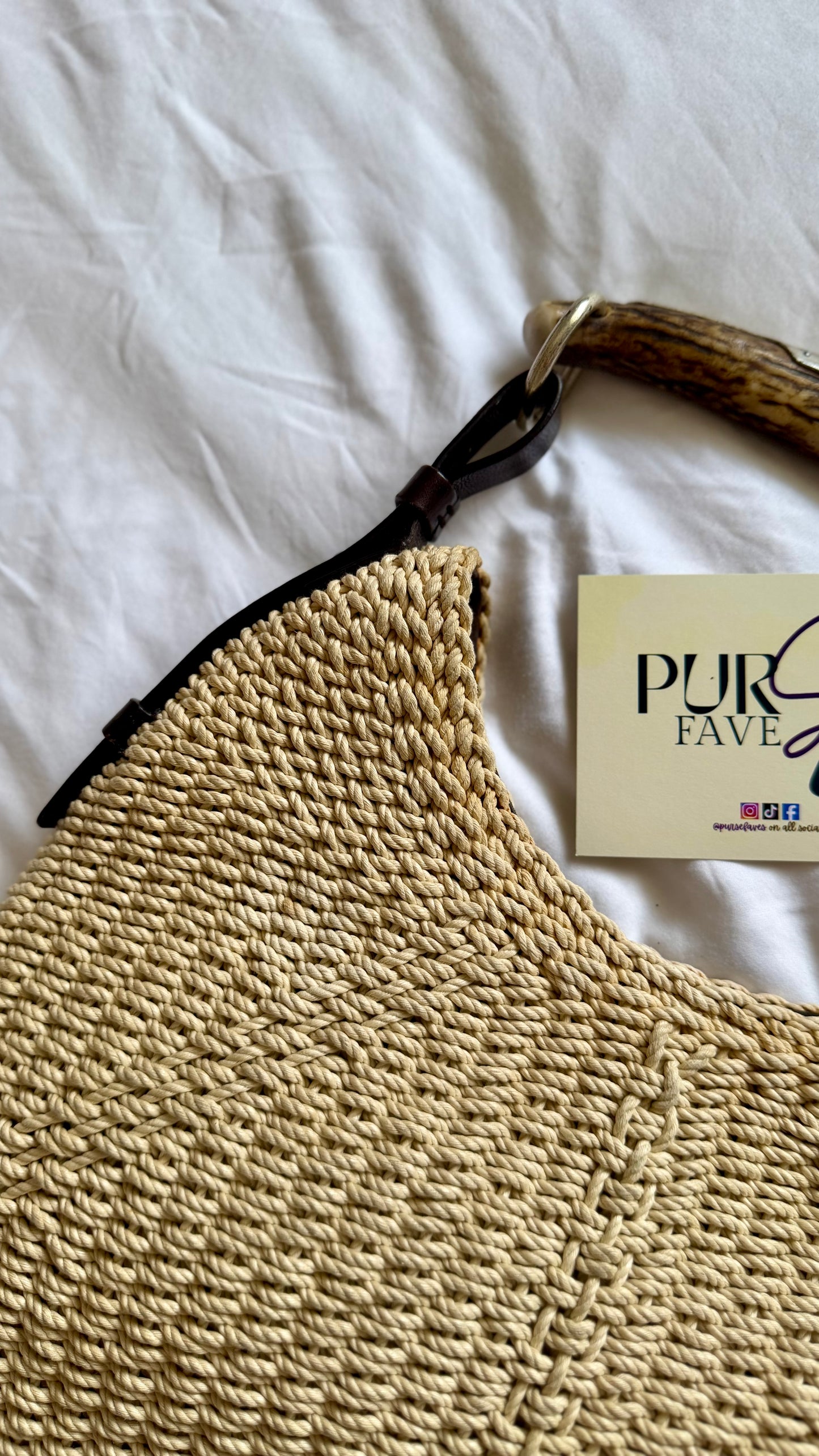 Authentic Vintage YVES SAINT LAURENT Mombasa Raffia by Tom Ford Horn Hobo Shoulder Bag
