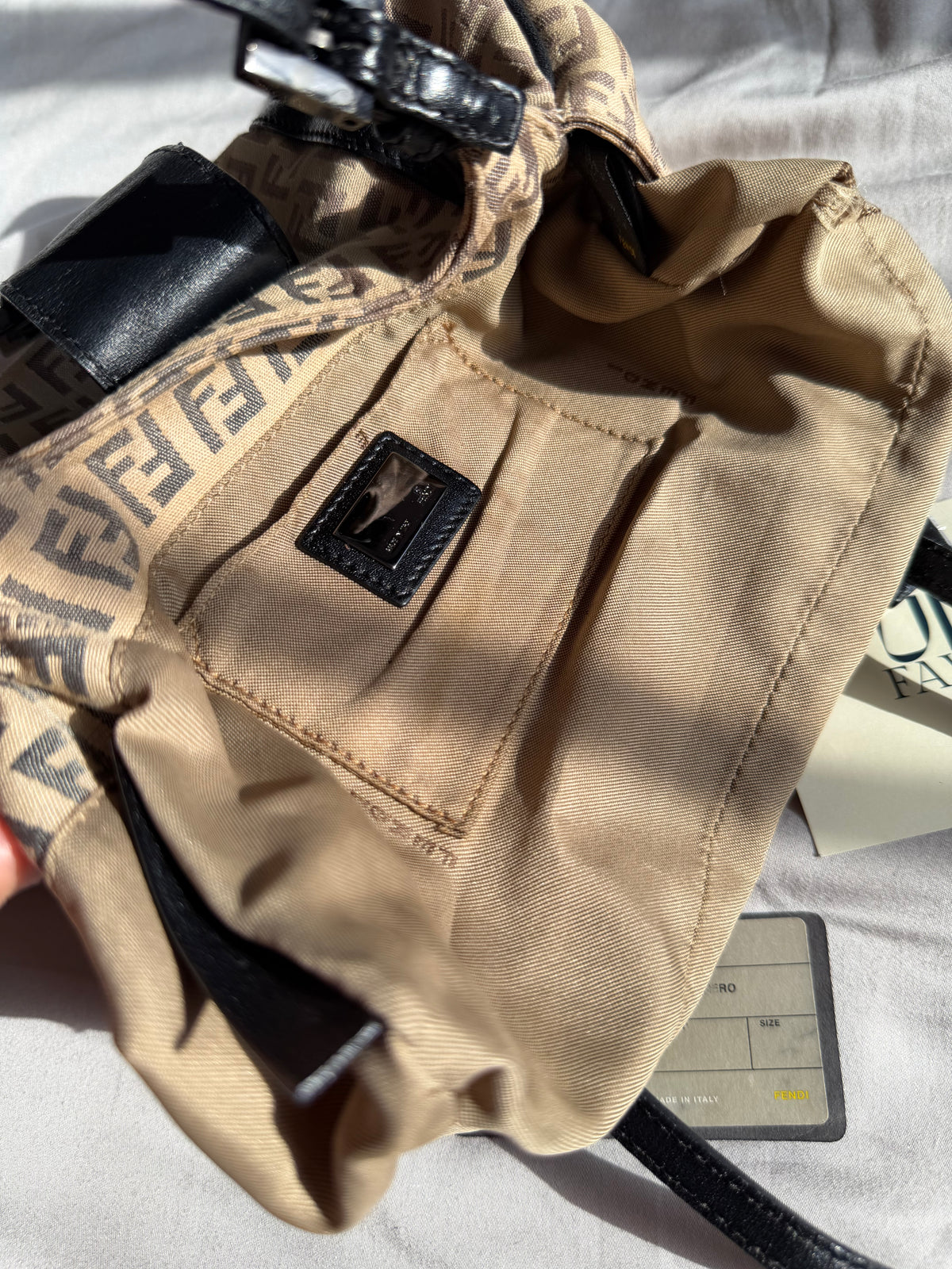 Fendi Zucchino Mini Borsa Sporty Baguette