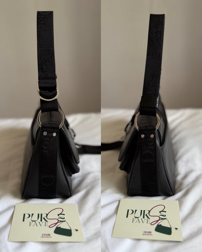Authentische Christian Dior Hardcore Vintage Schultertasche aus schwarzem Leder