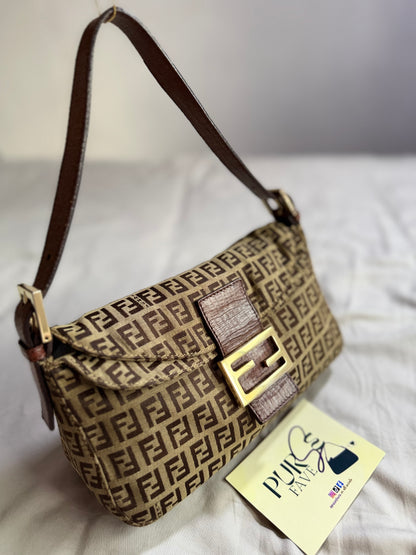 Fendi Zucchino Double Flap Baguette