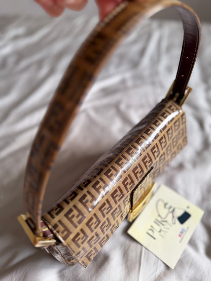 Fendi Zucchino Gold Vinyl Baguette