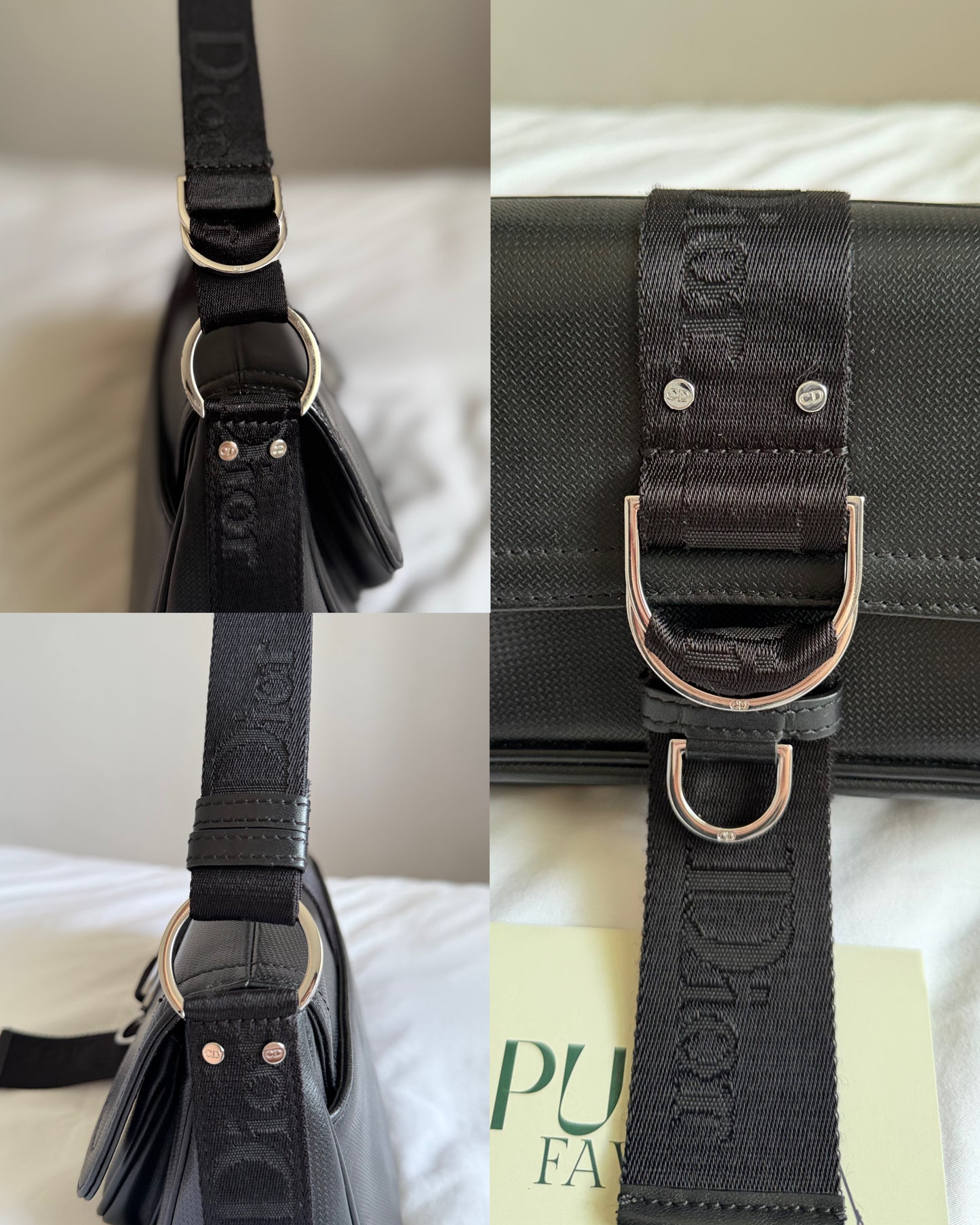 Authentische Christian Dior Hardcore Vintage Schultertasche aus schwarzem Leder