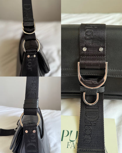 Authentische Christian Dior Hardcore Vintage Schultertasche aus schwarzem Leder