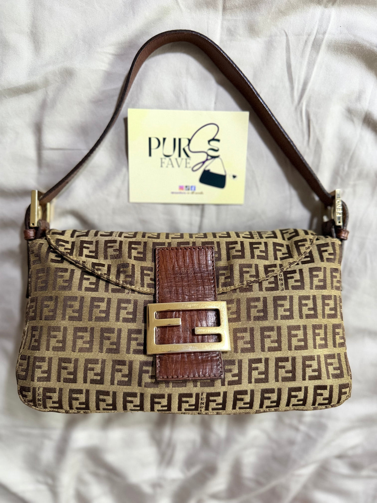 Fendi Zucchino Double Flap Baguette