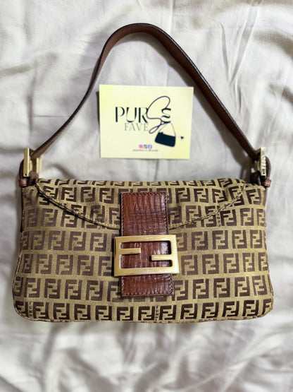 Fendi Zucchino Double Flap Baguette
