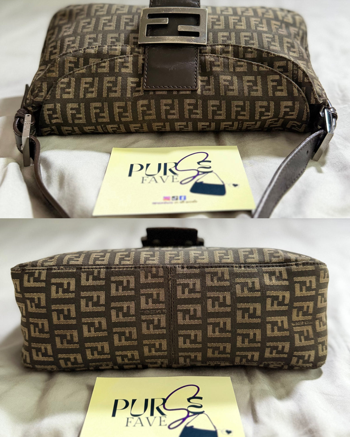 Fendi Zucchino Double Flap Baguette