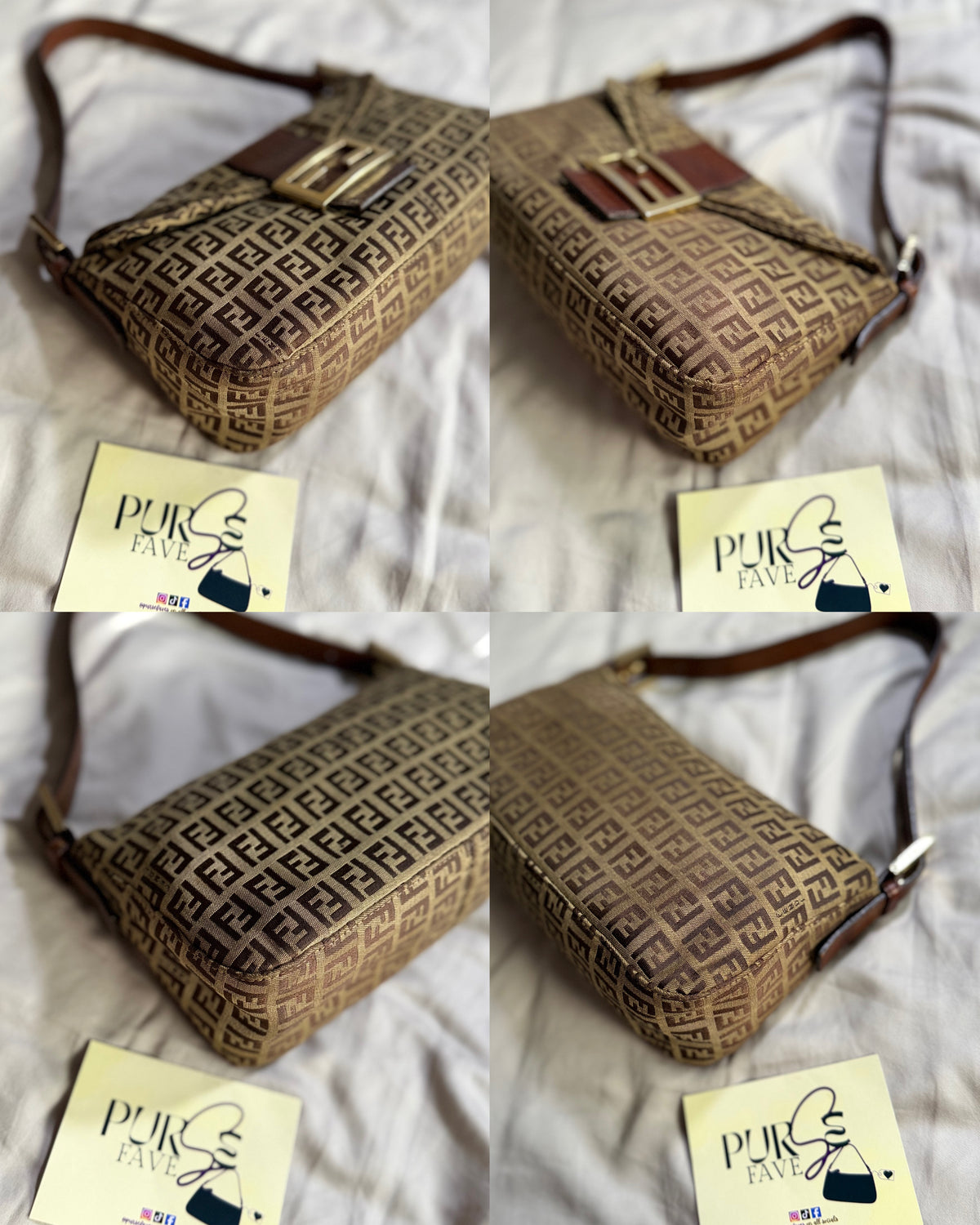 Fendi Zucchino Double Flap Baguette