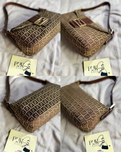 Fendi Zucchino Double Flap Baguette