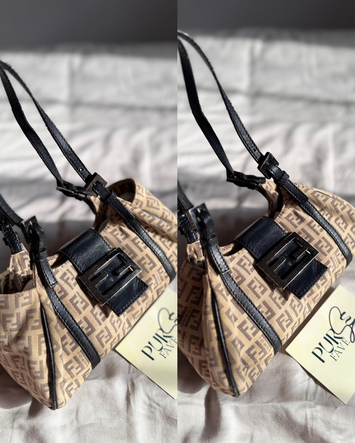 Fendi Zucchino Mini Borsa Sporty Baguette