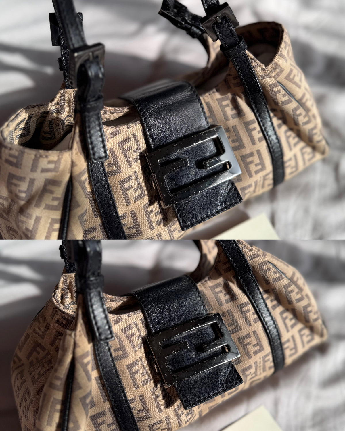 Fendi Zucchino Mini Borsa Sporty Baguette