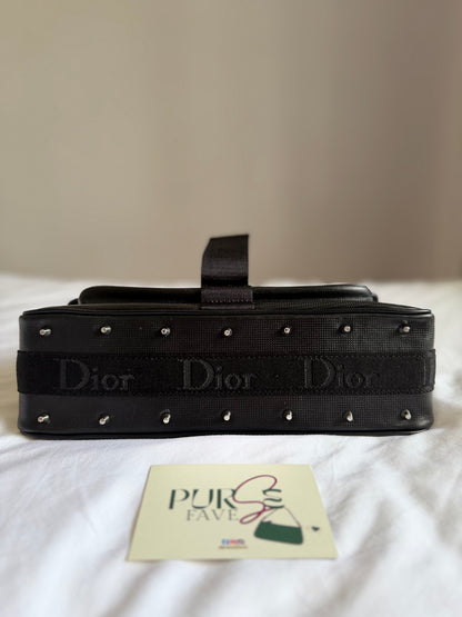 Authentische Christian Dior Hardcore Vintage Schultertasche aus schwarzem Leder