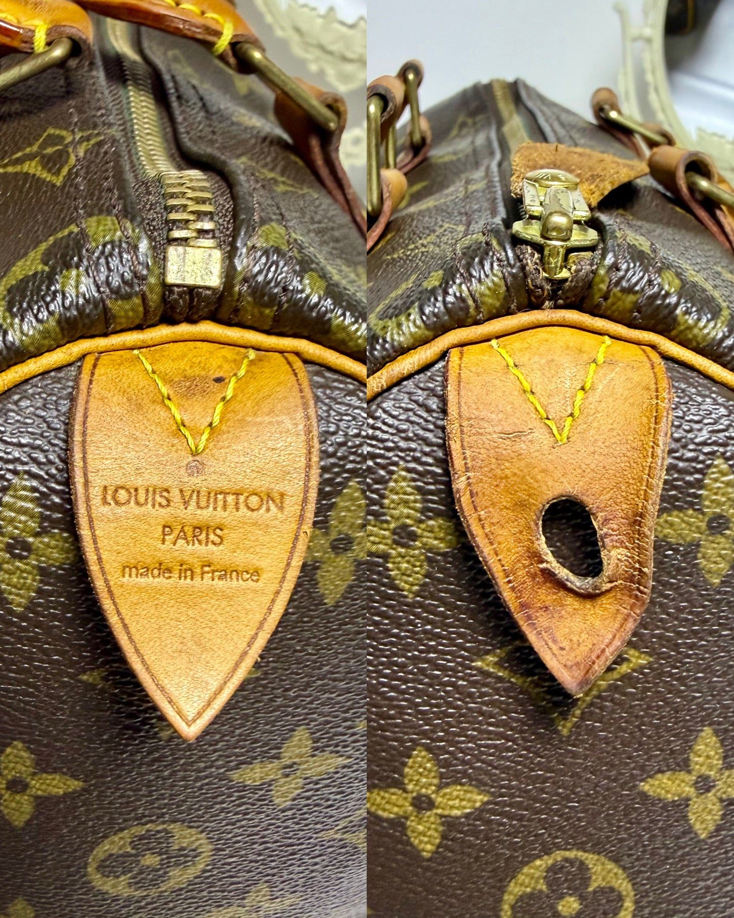 Authentic LOUIS VUITTON Speedy 25 Brown Monogram Canvas Satchel Handbag