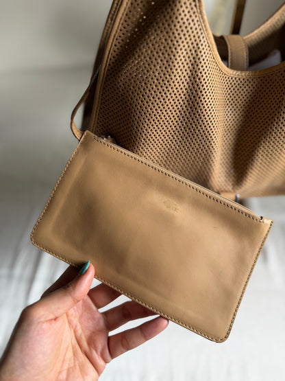 Authentic GUCCI Perforated Leather Jackie x Bardot Tan Hobo Shoulder Bag w/ Pouch (Rare/Limited)