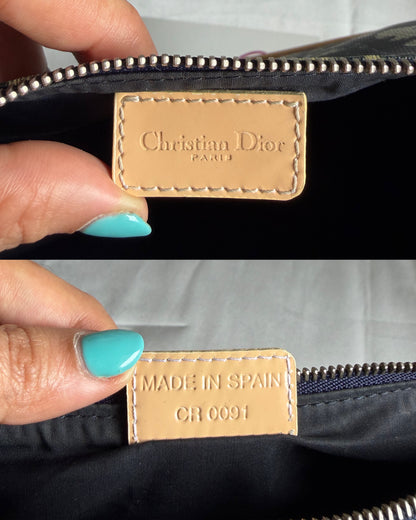 Authentic Vintage CHRISTIAN DIOR Blue Canvas Mini Saddle Pochette Bag