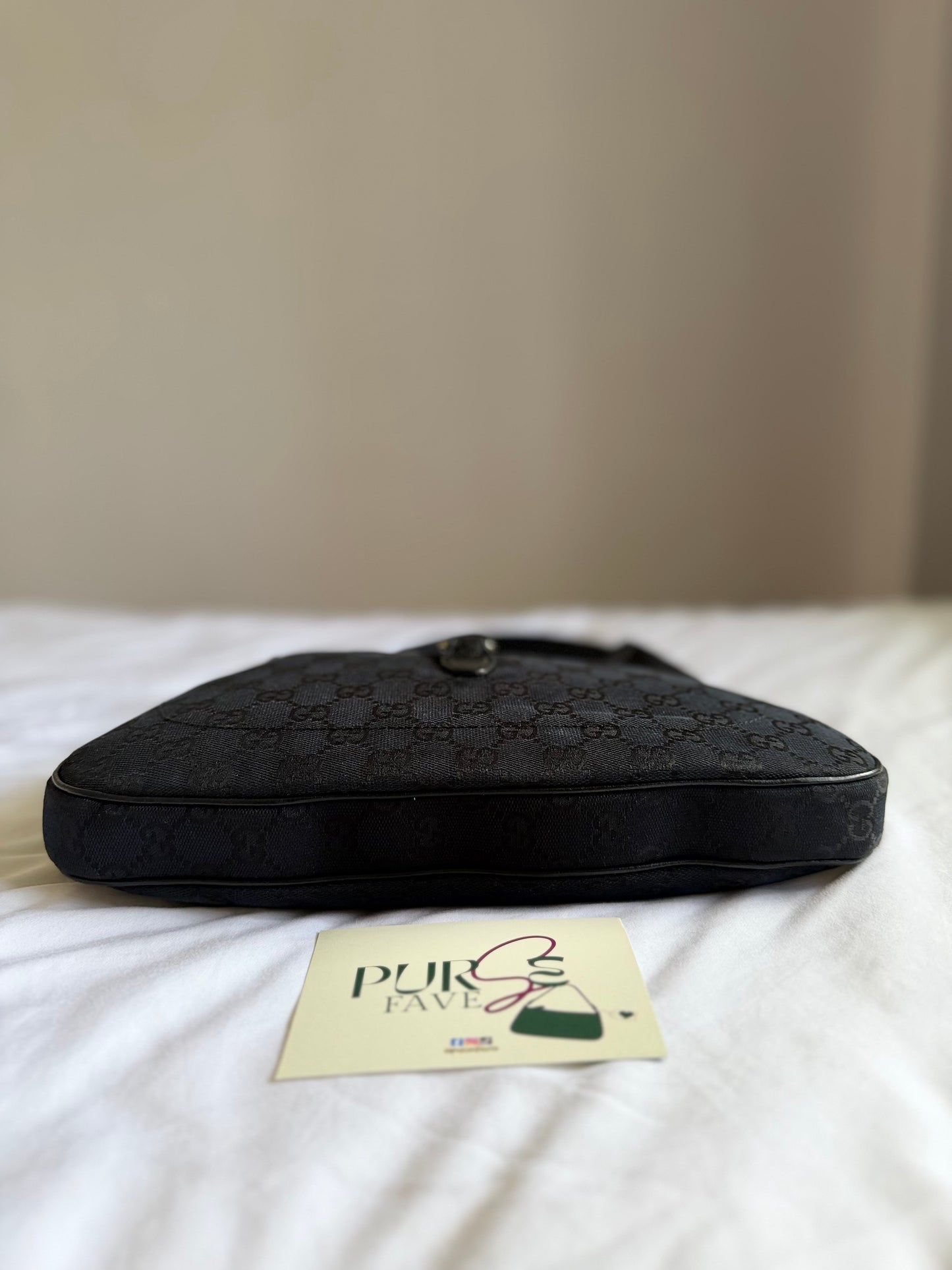 Authentic GUCCI Jackie 1961 Medium Black GG Monogram Canvas Hobo Shoulder Bag