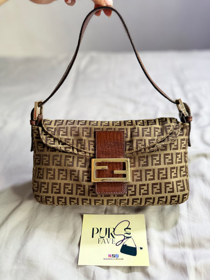 Fendi Zucchino Double Flap Baguette