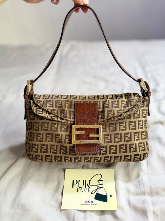 Fendi Zucchino Double Flap Baguette