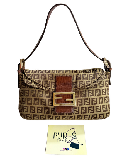 Fendi Zucchino Double Flap Baguette