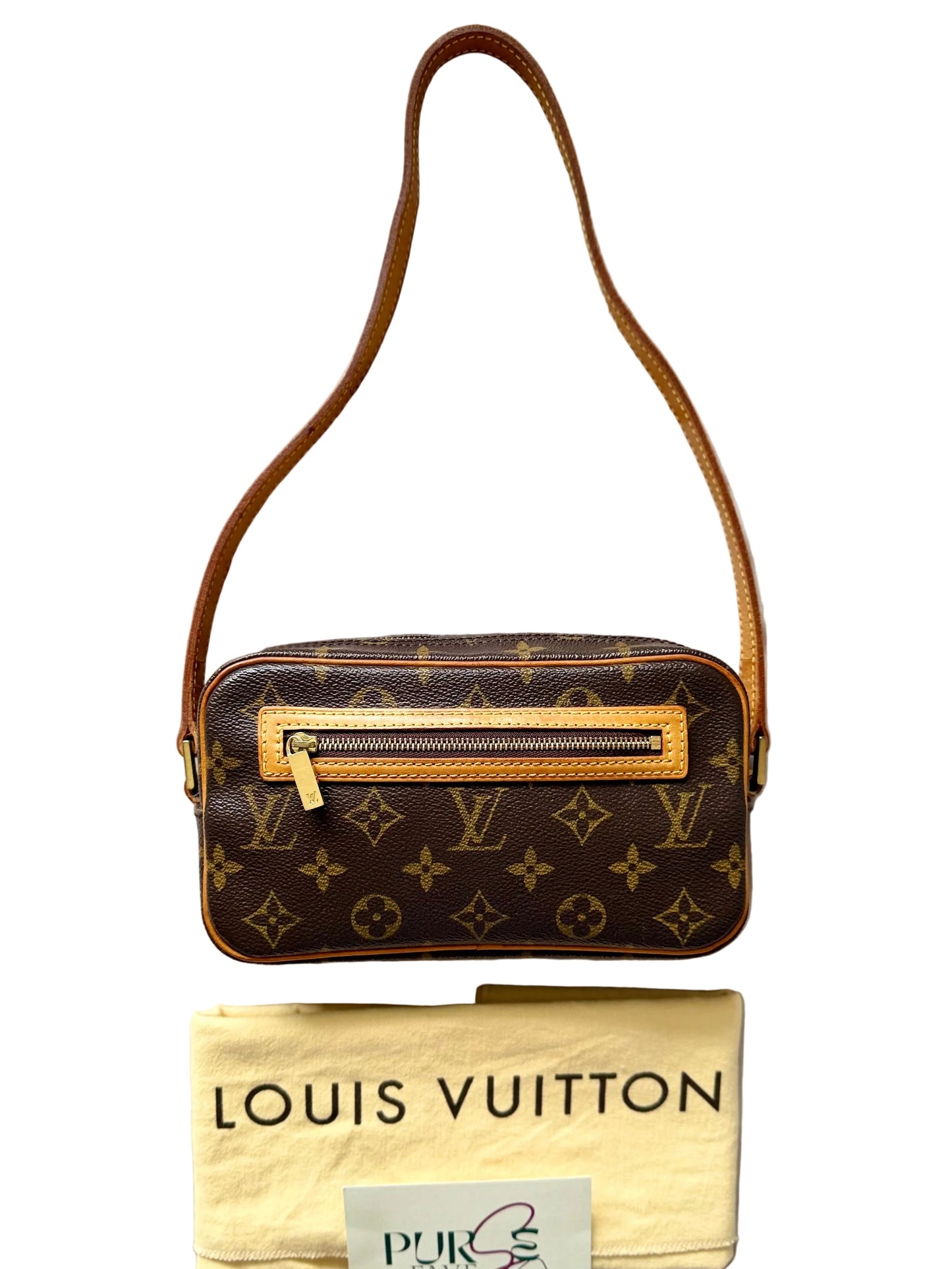 Authentic LOUIS VUITTON Pochette Cité Brown Monogram Canvas Shoulder Bag