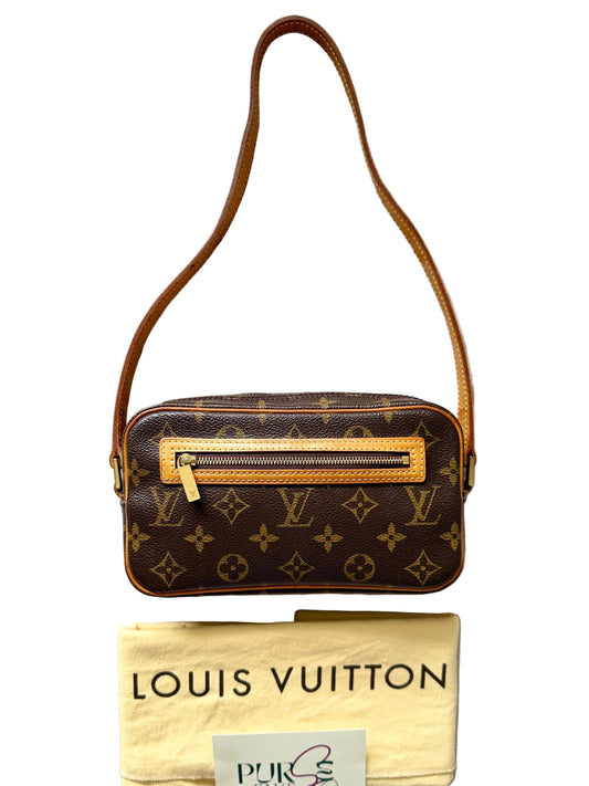 Authentic LOUIS VUITTON Pochette Cité Brown Monogram Canvas Shoulder Bag