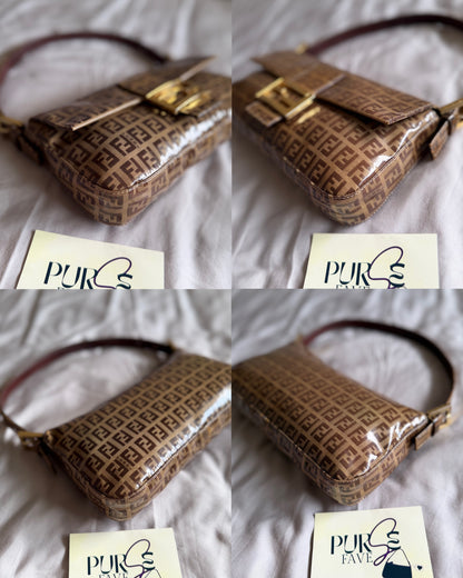 Fendi Zucchino Gold Vinyl Baguette