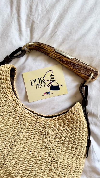 Authentic Vintage YVES SAINT LAURENT Mombasa Raffia by Tom Ford Horn Hobo Shoulder Bag
