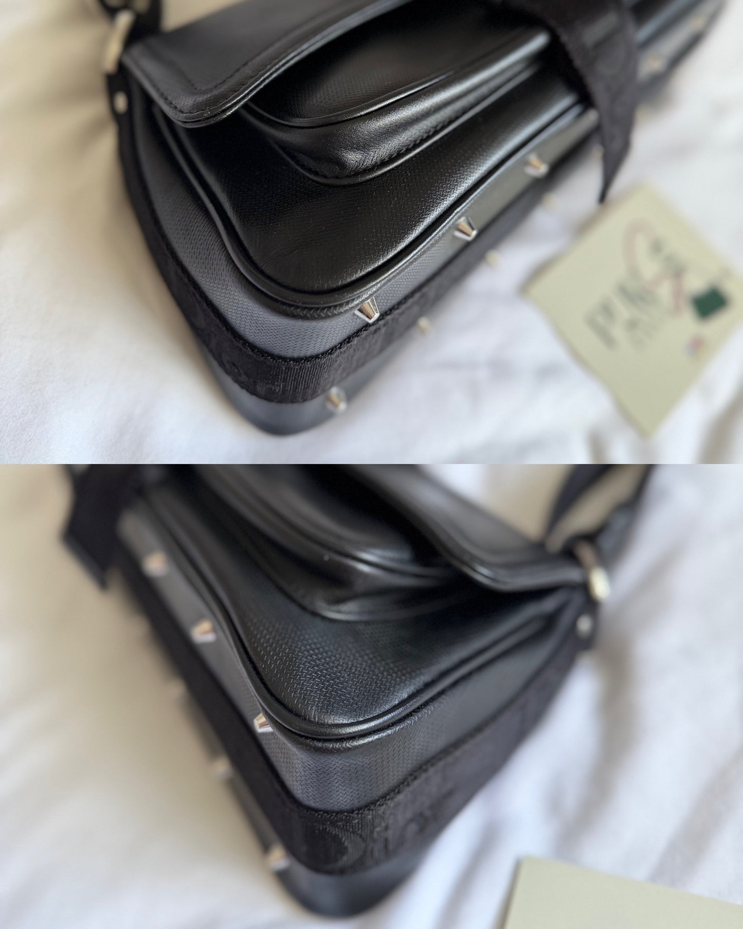 Authentische Christian Dior Hardcore Vintage Schultertasche aus schwarzem Leder