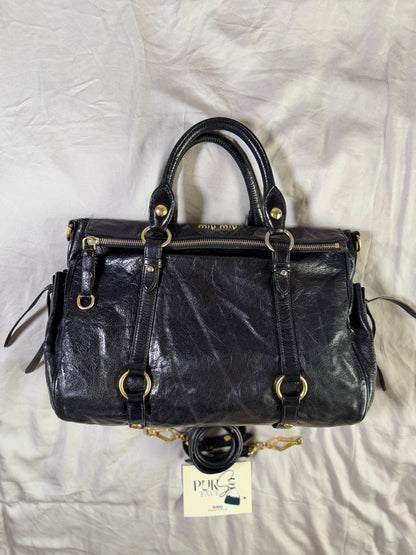 Authentic MIU MIU Vitello Lux Fomo Bow Satchel Crossbody Bag