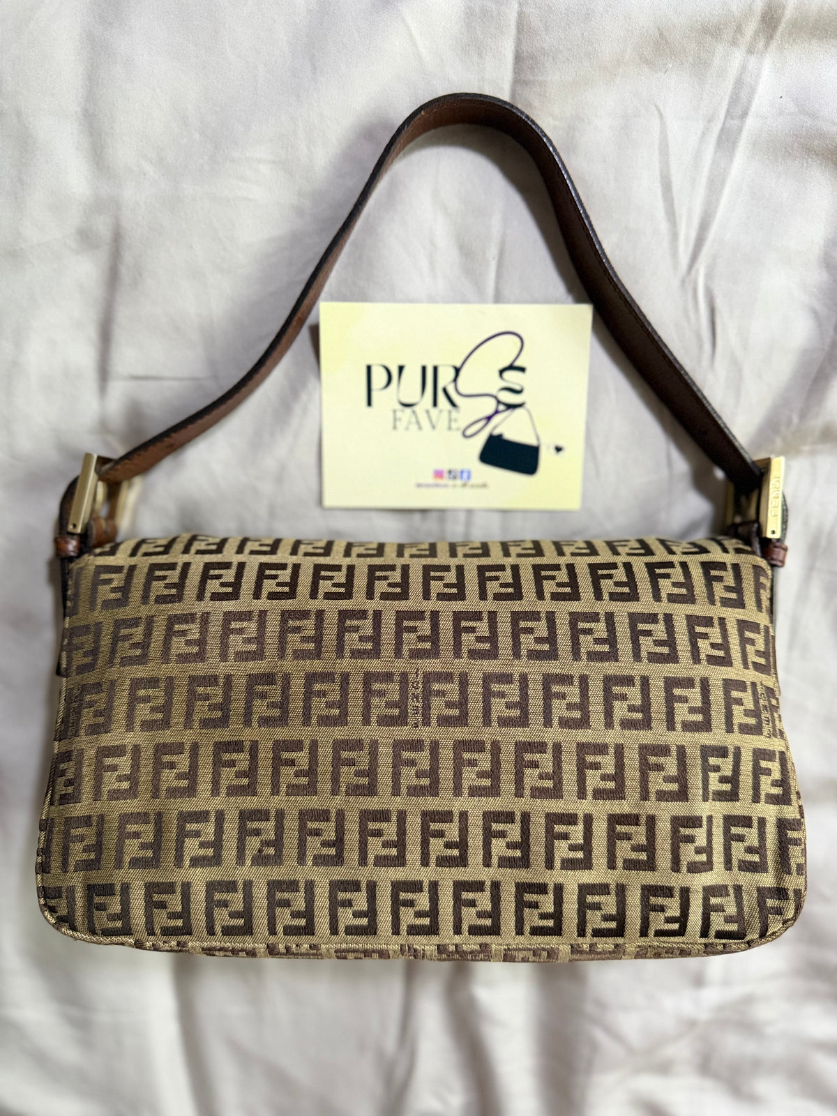 Fendi Zucchino Double Flap Baguette