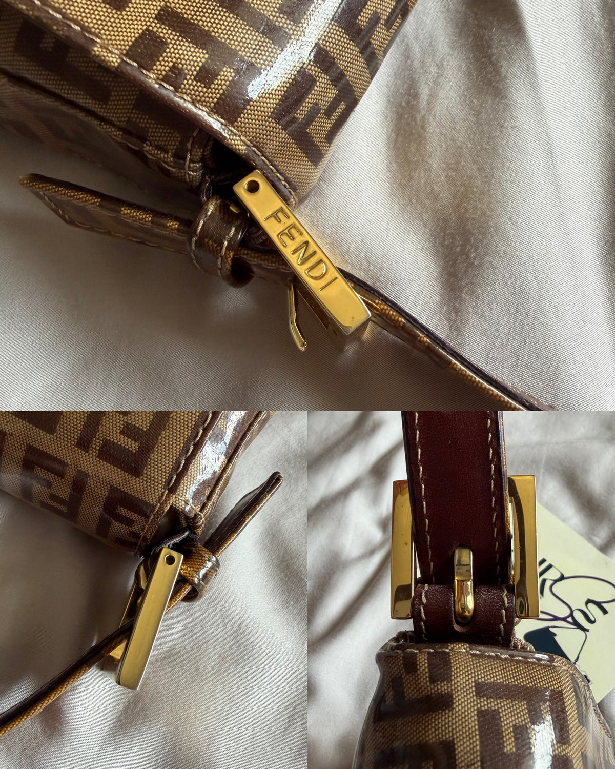 Fendi Zucchino Gold Vinyl Baguette
