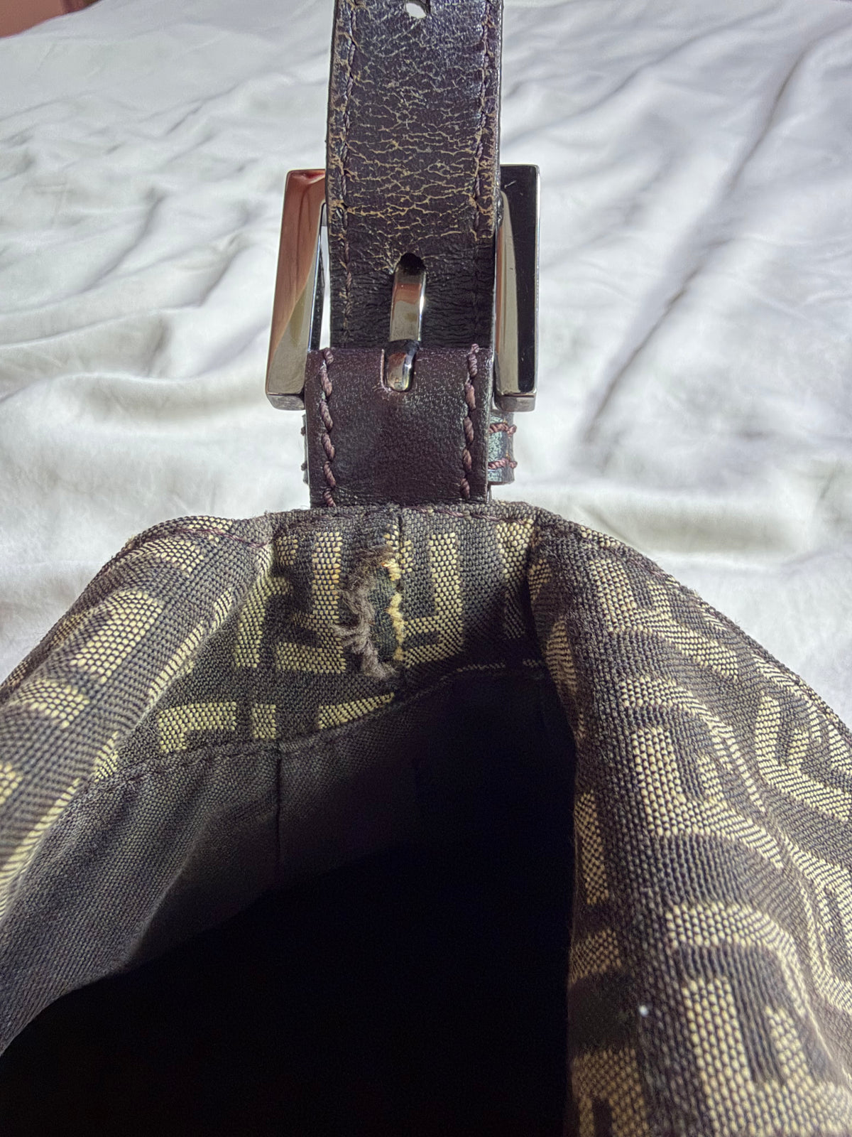 Fendi Zucchino Double Flap Baguette