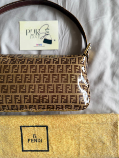 Fendi Zucchino Gold Vinyl Baguette