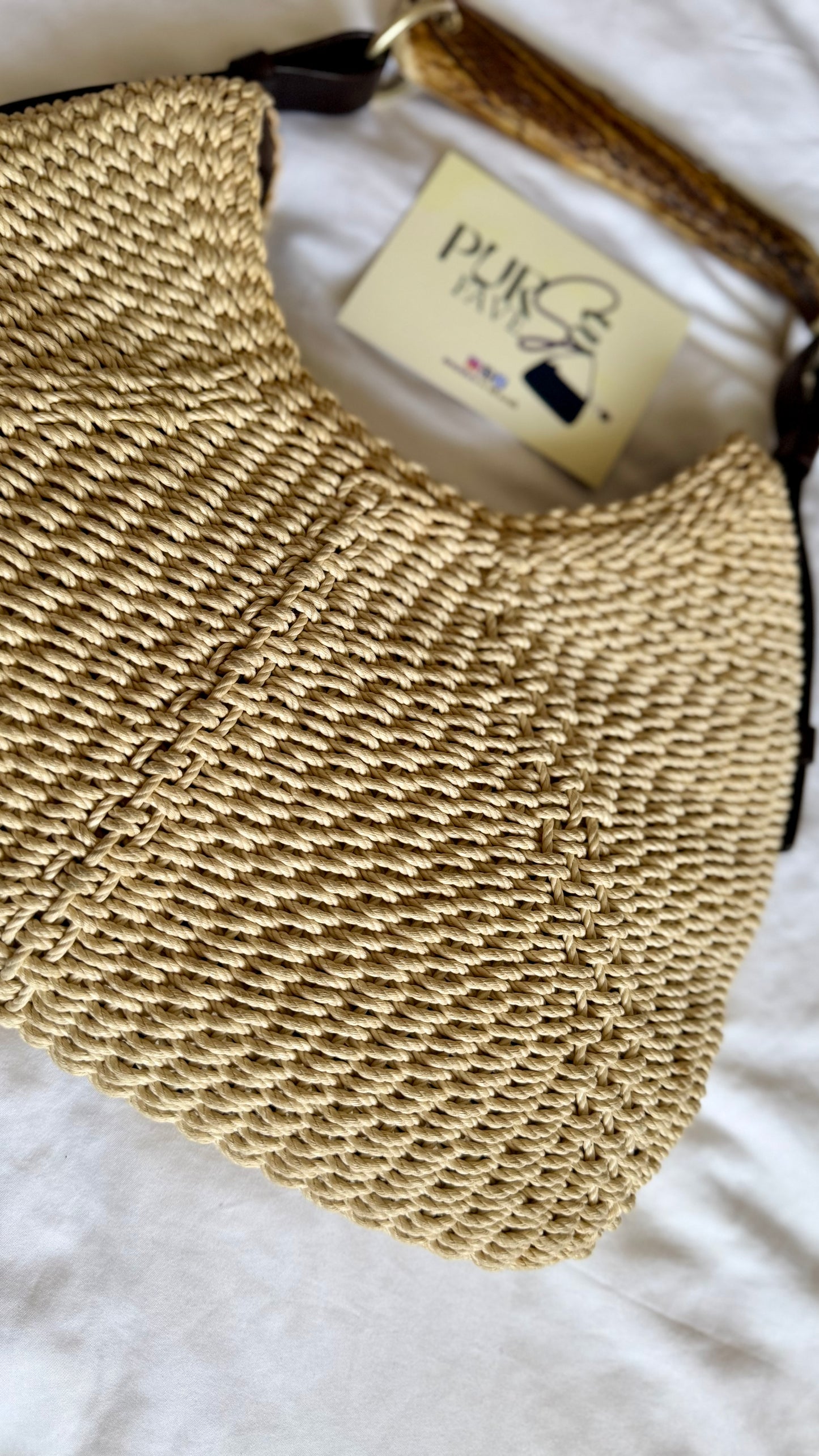 Authentic Vintage YVES SAINT LAURENT Mombasa Raffia by Tom Ford Horn Hobo Shoulder Bag