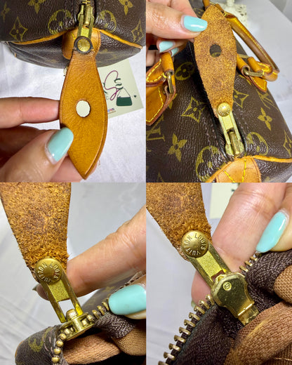 Authentic LOUIS VUITTON Speedy 25 Brown Monogram Canvas Satchel Handbag