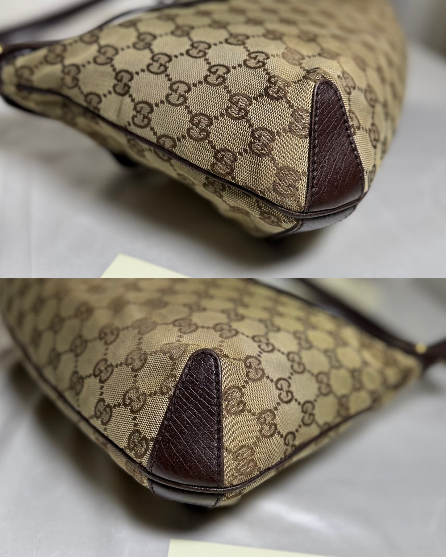 Authentic GUCCI Horsebit GG Canvas Brown Hobo Shoulder Bag