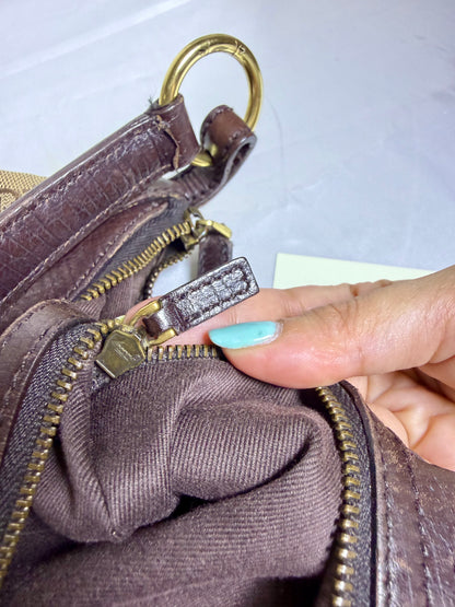 Authentic GUCCI Horsebit GG Canvas Brown Hobo Shoulder Bag